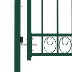 vidaXL Garden/Patio Fence Gate - Arched Top Steel, Green, 100x100 cm - Security Barrier with Lock/Keys, Powder-Coated, Easy Installation, for Garden Terrace