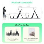 6-Pack Fence Spikes (9.8 x 1.8 x 3.4 in) - Anti-Climb Metal Fence Wall Spikes for Home Security, Burglary Deterrent, and Fence or Wall Decoration