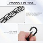 Gate Chain Lock 20 inch Stainless Steel Gate Link Chain Lock with Both-Ended Carabiners Hanging Swing Chair Chain Latches for Outdoor Fences Pet Cage Horse Goat Cow Corral Supplies 3mm Thick Black