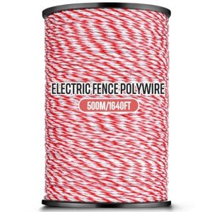 Saysurey 1640 ft Electric Fence Polywire, Electric Fencing Poly Wire, 1/8" Dia, 6 Stainless Steel Strands for Conductivity Rust Resistance and UV Resistant for Livestock (Red and White)