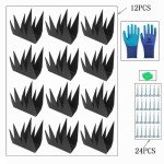 RZGZKLSH 12 Pcs Safety Anti Climb Fence Wall Spikes,Intruder Deterrent Fence Spikes,Outdoor Anti Climb Spikes,Home Security Improvement, Stop Thief, Fence or Wall Decoration(Black)