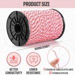 Saysurey 1640 ft Electric Fence Polywire, Electric Fencing Poly Wire, 1/8" Dia, 6 Stainless Steel Strands for Conductivity Rust Resistance and UV Resistant for Livestock (Red and White)