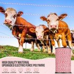 Saysurey 1640 ft Electric Fence Polywire, Electric Fencing Poly Wire, 1/8" Dia, 6 Stainless Steel Strands for Conductivity Rust Resistance and UV Resistant for Livestock (Red and White)