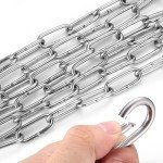 Stainless Steel Chains, Heavy Duty Chain Links, Metal Chain Security Chain, Galvanized Steel Welded Link Chains for Fence Gate Door Bike Bicycle Swing Security Lock Lift Chains (3mm*4m)