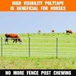 Wowangce Electric Fence Polywire 1000 Feet(305m) Length, 0.3 Inch Wide(8mm) Electric Fencing Wire with 6 Stainless Steel Strands Portable Electric Fence Rope for Livestock Garden