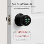 Lockin 4 in 1 Fingerprint Door Lock, Smart Door Knob with APP Control, Auto Door Lock and Keyless Door Knob with Code, Biometric Door Lock for Bedrooms Garage Apartments Offices
