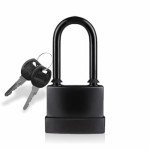 Heavy Duty Outdoor Waterproof Padlock | 45mm Rust-Proof Steel Lock with 2 Keys | High Security for Shed, Garage, Garden Gate, Door, Chain | Weatherproof Black (Long Shackle)