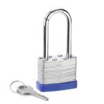 Padlocks with Keys, 1-9/16inch 40mm Toolbox Long Shackle, Laminated Keyed Padlock Weatherproof Locks for School, Gym Locker, Office, Garage, Warehouse, Fence, Shed(Silver+Blue)