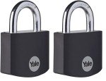 Yale - YE3B/38/119/1/BK Standard Security 38mm Aluminium Padlock - Black - Open Hardened Steel Shackle - 3 Keys (Pack of 2)