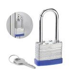 Padlocks with Keys, 1-9/16inch 40mm Toolbox Long Shackle, Laminated Keyed Padlock Weatherproof Locks for School, Gym Locker, Office, Garage, Warehouse, Fence, Shed(Silver+Blue)