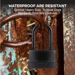Heavy Duty Outdoor Waterproof Padlock | 45mm Rust-Proof Steel Lock with 2 Keys | High Security for Shed, Garage, Garden Gate, Door, Chain | Weatherproof Black (Long Shackle)