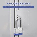 Padlocks with Keys, 1-9/16inch 40mm Toolbox Long Shackle, Laminated Keyed Padlock Weatherproof Locks for School, Gym Locker, Office, Garage, Warehouse, Fence, Shed(Silver+Blue)