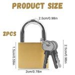 2 Pcs Locker Padlock with Keys, Small Padlock for Locker, 20mm Security Small Lock for Mini Padlock, Key Padlock, Suitcase Lock, Shed, Gate
