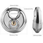 NANSHINE 2 Pcak Keyed Discus Padlocks, Stainless Steel Heavy Duty Discus Lock with Four Keys, Waterproof and Rustproof Circular Padlock for Storage Units, Sheds, Garages, Fence