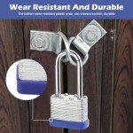Padlocks with Keys, 1-9/16inch 40mm Toolbox Long Shackle, Laminated Keyed Padlock Weatherproof Locks for School, Gym Locker, Office, Garage, Warehouse, Fence, Shed(Silver+Blue)