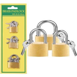 3 Pcs Small Solid Brass Locks with Keys, 20mm + 25mm Mini Key Locks, for Luggage Locks, Backpack Small Locks, Gym Locker Padlocks, Jewelry Box Locks