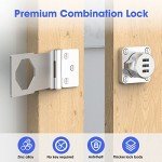 Mechanical Password Rotary Hasp Locks, Cabinet Combination Lock, Door Security Slide Latch Lock for Small Doors, Cabinets, Barn Door, Bathroom, Outdoor (2 Packs Silver)