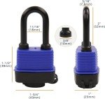 SEPOX® 6-Pack Set 44MM Weatherproof Outdoor Padlock Keyed Alike, Heavy Duty Steel Lock Body with Blue Cover Waterproof, Long Shank, 6 Locks with Same Key Design for Garden, Garage, Gate, Fence, Marine