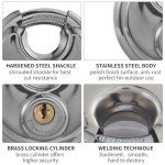 NANSHINE 2 Pcak Keyed Discus Padlocks, Stainless Steel Heavy Duty Discus Lock with Four Keys, Waterproof and Rustproof Circular Padlock for Storage Units, Sheds, Garages, Fence
