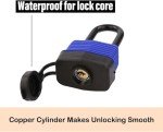 SEPOX® 6-Pack Set 44MM Weatherproof Outdoor Padlock Keyed Alike, Heavy Duty Steel Lock Body with Blue Cover Waterproof, Long Shank, 6 Locks with Same Key Design for Garden, Garage, Gate, Fence, Marine