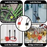 Padlock and Chain,2 Pcs Security Cable Lock,Bin Lock,Padlock Long Shackle Outdoor for Outside Wheelie Bin Suitcase School Gate Bicycle Gym Cabinets,Padlocks with Keys,Flexible Cable Steel Rope.