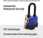 SEPOX® 6-Pack Set 44MM Weatherproof Outdoor Padlock Keyed Alike, Heavy Duty Steel Lock Body with Blue Cover Waterproof, Long Shank, 6 Locks with Same Key Design for Garden, Garage, Gate, Fence, Marine