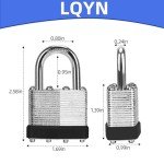 Padlocks with Same Key, LQYN 100 Pcs Laminated Keyed Padlock (1-9/16", 40mm),Keyed Alike Locks,Normal Shackle,for Storage Locker,Hasp Latch,Toolbox,Sheds