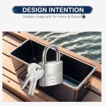 SEPOX® Professional Outdoor Keyed Padlocks Weather-Proof, SUS304 Stainless Steel Shackle & Lock Body 1-9/16", 2Pcs of Lock with Same Keys 4Pcs, for Marine, Industrial, Garden