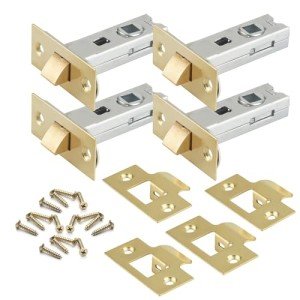 Pack of - 4 Door Latch Brass Tubular Latch Mortice 75mm | Tubular Door Latch for Kitchen, Bathroom, | Door Barrel Compatible with Various Door Lock Handles (Brass 75mm, Pack of - 4)