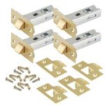 Pack of - 4 Door Latch Brass Tubular Latch Mortice 75mm | Tubular Door Latch for Kitchen, Bathroom, | Door Barrel Compatible with Various Door Lock Handles (Brass 75mm, Pack of - 4)