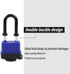 SEPOX® 6-Pack Set 44MM Weatherproof Outdoor Padlock Keyed Alike, Heavy Duty Steel Lock Body with Blue Cover Waterproof, Long Shank, 6 Locks with Same Key Design for Garden, Garage, Gate, Fence, Marine