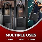Maudex® PBE40 Padlock - All-Weather Protection with 5 Keys, Brass Cylinder, Weather-Resistant Coating for Outdoor Shed, Gate, Storage & More