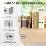 Anobeyi Door Hasp Latch, 90 Degree Padlock Hasp Lock, 304 Stainless Steel Security File Cabinet Lock for Padlock, Right Angle Hasp Latch Lock for Shed, Box, Cupboard, Mailbox, Drawer (Silver-4pcs)