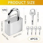 Heavy Duty Padlock 40 mm with 4 Keys, Locks with Keys, Padlock, Locker Padlock with Key for Locker, Sheds, Garages, Fences and Garden Applications