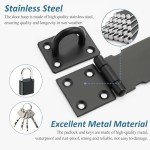 SAYAYO Shed Lock Hasp Door Lock with Padlock & 4 Keys, Black Gate Latch Hasp and Staple Door Clasp Heavy Duty, SUS304 Stainless Steel 4-Inch