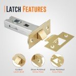 Pack of - 4 Door Latch Brass Tubular Latch Mortice 75mm | Tubular Door Latch for Kitchen, Bathroom, | Door Barrel Compatible with Various Door Lock Handles (Brass 75mm, Pack of - 4)