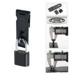 SAYAYO Shed Lock Hasp Door Lock with Padlock & 4 Keys, Black Gate Latch Hasp and Staple Door Clasp Heavy Duty, SUS304 Stainless Steel 4-Inch