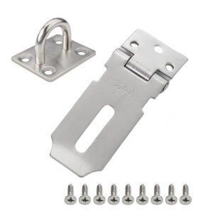 HRLORK Door Padlock Hasp Stainless Steel Clasp with Screws Staple Shed Lock Latch Heavy Duty Gate Lock for Outdoor Garden Door
