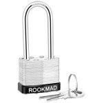RookMad Keyed Padlocks, Laminated Steel Padlock, Keyed Alike Locks with Same Keys, Long Shackle, PE Plastic Hoop, The Lead Content of This Pad Lock complies with CA65, 30 Pack