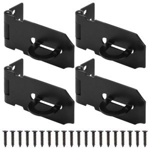 3 Inch Door Lock Hasp Latch, Security Packlock Clasp Hasp Lock Latch, Stainless Steel Gate Lock Hasp for Outdoor Fence Gate,Barn Door,Shed Closet Cabinet, Drawer, Black Finish with Screws, 4 Pack