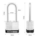 RookMad Keyed Padlocks, Laminated Steel Padlock, Keyed Alike Locks with Same Keys, Long Shackle, PE Plastic Hoop, The Lead Content of This Pad Lock complies with CA65, 30 Pack