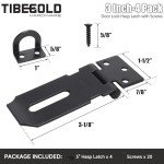 3 Inch Door Lock Hasp Latch, Security Packlock Clasp Hasp Lock Latch, Stainless Steel Gate Lock Hasp for Outdoor Fence Gate,Barn Door,Shed Closet Cabinet, Drawer, Black Finish with Screws, 4 Pack