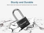 Puroma Keyed Padlock with 2 Keys Alike, 1.8 Inch Locker Lock 40mm Heavy-Duty Locks for Gate Fence Hasp Cabinet Toolbox School Gym Locker (Black)