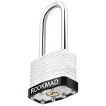 RookMad Keyed Padlocks, Laminated Steel Padlock, Keyed Alike Locks with Same Keys, Long Shackle, PE Plastic Hoop, The Lead Content of This Pad Lock complies with CA65, 30 Pack