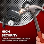 Maudex® IP450 Heavy Duty Padlocks 4-Pack with 12 Keys - Outdoor Weatherproof, Tough Steel Shackle, Durable Rubber Ring with PVC Cover for Gate, Shed, Garage, Fence