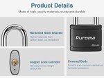 Puroma Keyed Padlock with 2 Keys Alike, 1.8 Inch Locker Lock 40mm Heavy-Duty Locks for Gate Fence Hasp Cabinet Toolbox School Gym Locker (Black)