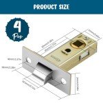 4 Pack 45mm Tubular Latch Door Latches for Internal Door Tubular Mortice Latches with Polished Plate Screws Polished Silent Door Latch Compatible with Various Door Lock Handles