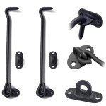 Cabin Hook and Eye Latch, 2PCS Black Gate Latch, Sliding Barn Door Latch Lock, Door Catch Hook for Cabinet Window Shed Garden Fence.