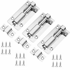 DOETYD Door Lock with Bolt 3 Inch Stainless Latches Slide Door Lock with Screws for Shed Garden Bathroom Garage
