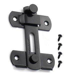 180 Degree Flip Barn Door Lock, Safety Door Bolt Latch Lock, Strong Anti Rust Garden Gate Lock, Security Lock Latch with Screws for Internal Door Shed Bathroom Toilet Shed (Black-1PC)